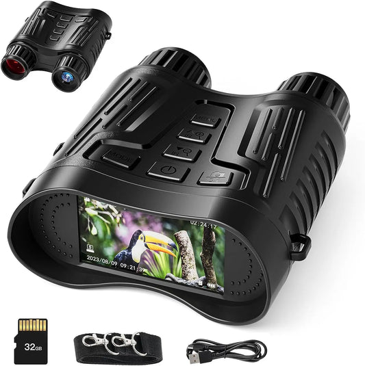 3.2” HD Screen 8X Zoom Save Photo Video for Camping Hunting Security Infrared Digital Night Vision Binoculars with 32G TF Card
