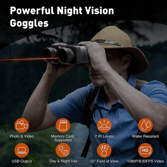 New HD Video Digital Night Vision Goggles Infrared IR Camera Binoculars Scope Red Laser Dot Search Observed Target for Hunting