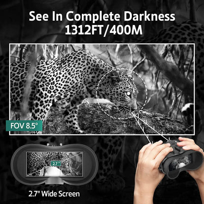 1080P FHD Video 400m View Range Head Mounted Night Goggles 7 Gears Infrared Digital Night Vision Binoculars for Helmet Hunting