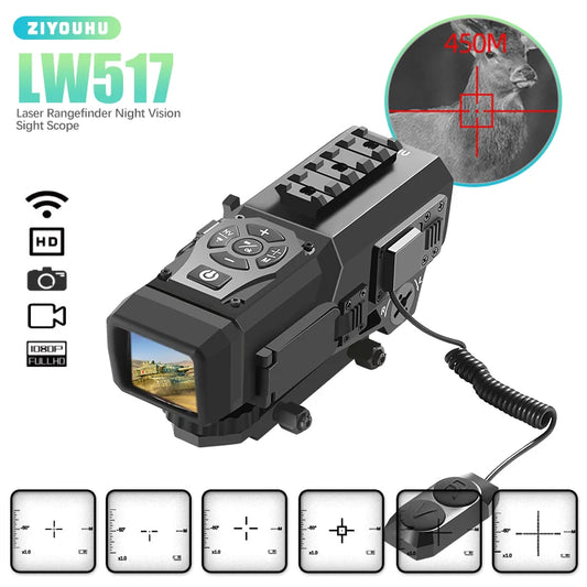 New Tiny Digital Sight 1200m Laser Rangefinder HD Video Camera for Hunting Target Aim Built-in Cross Reticle Night Vision Scope
